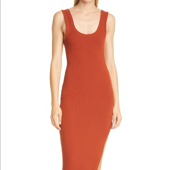 ALIX NYC Palma ribbed tank dress in rust - Picture 2 of 6
